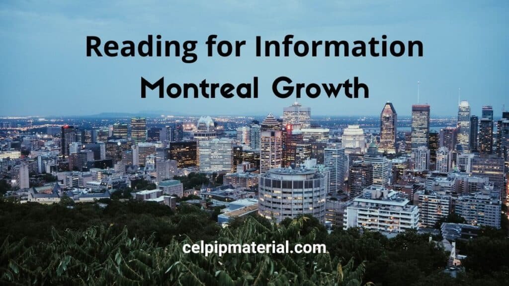 CELPIP Reading for Information Montreal Growth